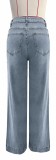 Women's spring wide leg straight high waist denim pants