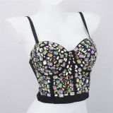 Women Nightclub Strapless Beaded diamond suspender top