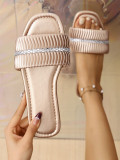 Women's summer outdoor wear rhinestones pleated flat slippers