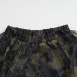 Plus Size African Women Top Skirt with Belt Two-piece Set