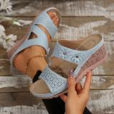 Plus Size women's stitching wedge heel sandals