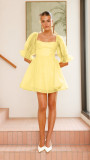 Women Solid retro bubble sleeve princess dress