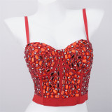 Women Nightclub Strapless Beaded diamond suspender top