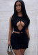 Women's sexy fashion black hollow vest Shorts two-piece set