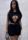 Women's sexy fashion black hollow vest Shorts two-piece set