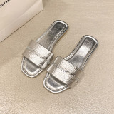 Women's summer outdoor wear rhinestone flip flops and flat slippers