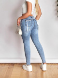 Women's high stretch ripped denim tight pants