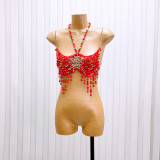 Women hollow backless Halter Neck beaded body chain
