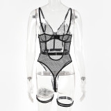 Women Mesh Underwire Lace See-Through Sexy Basic Bodysuit Sexy Lingerie