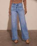 Women's spring wide leg straight high waist denim pants