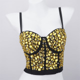 Women Nightclub Strapless Beaded diamond suspender top