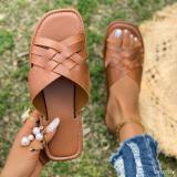 Women's Plus Size casual one strap flat slippers