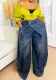 Wide leg women's denim pants
