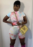 Women's summer sexy tight fitting two-piece shorts set