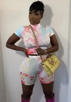 Women's summer sexy tight fitting two-piece shorts set
