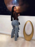 Women's street trend straight denim pants