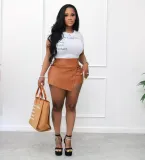 Summer fashionable pu elastic leather shorts