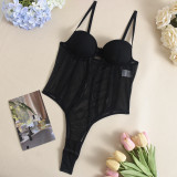 Women Sexy Mesh Patchwork Hollow Bodysuit