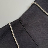 One-shoulder diamond split sexy elegant women's party evening dress