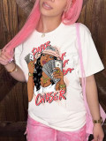 Women's round neck short-sleeved English printed T-shirt