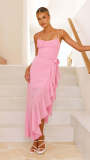 Women summer sexy suspenders Backless ruffle irregular dress