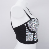 Women Nightclub Strapless Beaded diamond suspender top