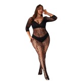 Plus Size women's hollow jacquard sexy lingerie