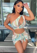 Summer sexy print three-piece swimsuit