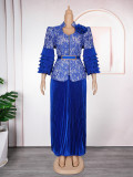 African Women lace print Formal Party Maxi Dress two-piece set