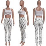 Women's Spring polka dot Ruched fashion casual trousers