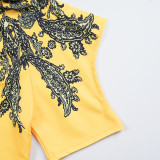 Plus Size African Women Top Skirt with Belt Two-piece Set