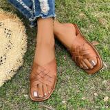 Women's Plus Size casual one strap flat slippers