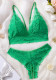 Sexy green lace triangle cup comfortable breathable open crotch panties two-piece lingerie set