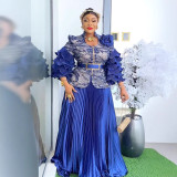 African Women lace print Formal Party Maxi Dress two-piece set