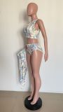 Summer sexy print three-piece swimsuit