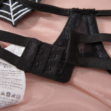 Women Net Lace-Up Binding Suspender Halter Neck Sexy Lingerie Set