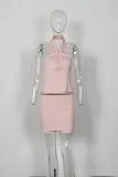 Fashion solid color low back sexy zipper turn-down collar short vest and shorts set