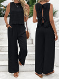 Summer women's fashion sleeveless vest and casual pants set