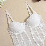 Women Sexy Mesh Patchwork Hollow Bodysuit