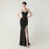 Women Fishbone Lace Sequin Formal Dinner Wedding Fishtail Evening Dress