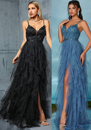 Women suspender mesh evening dress（Processing time need 3-6 days）