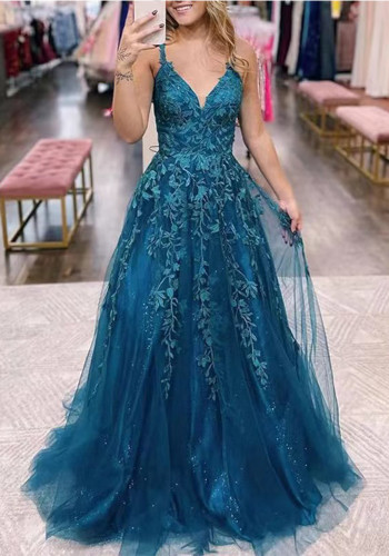 Women ball lace applique dress（Processing time need 3-6 days）