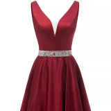 Women Straps V-neck satin sleeveless Backless Formal Party evening dress（Processing time need 3-6 days）