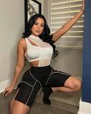 Fashionable one shoulder clothes sexy mesh patchwork Midi jumpsuit