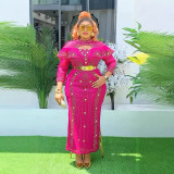 Plus Size Women African Beaded Bodycon dress