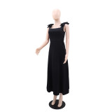Women Solid Bow Dress