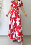 Women Casual Printed V-neck Dress