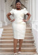 Plus Size Women Elegant Bodycon Ruffle Solid Dress