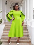Plus Size Women Party Ruffle Sleeve Dress