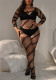 Plus Size Women Hollow Stripe Bodycon Dress Pantyhose Sexy Lingerie
